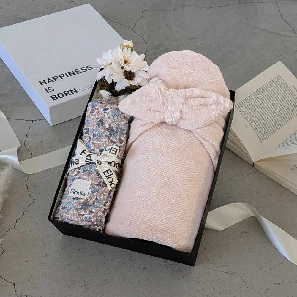 フードタオル&ブランケットセット Powder Pink Set