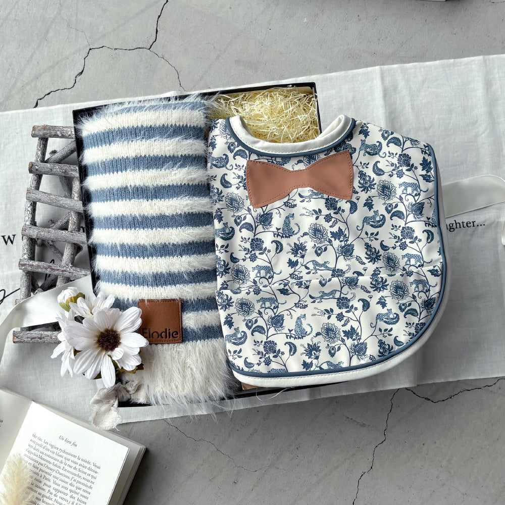 エプロン&ニットブランケットセット Garden Leo Blue Set