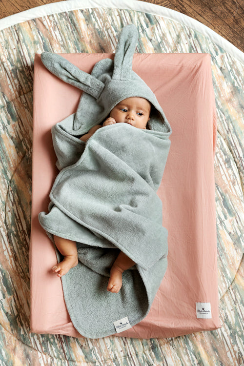 フード付きタオル - Mineral Green Bunny