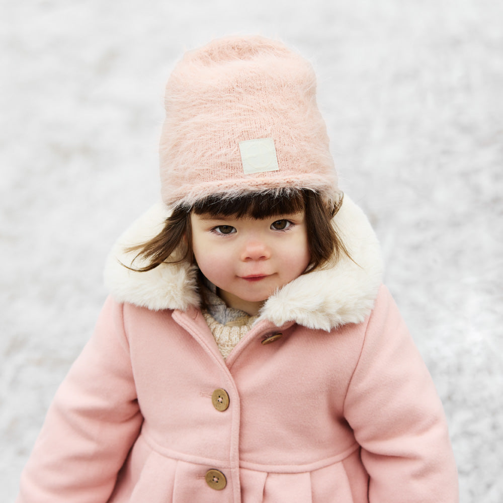 ファーリー ニット ビーニー -Powder Pink  3-10歳