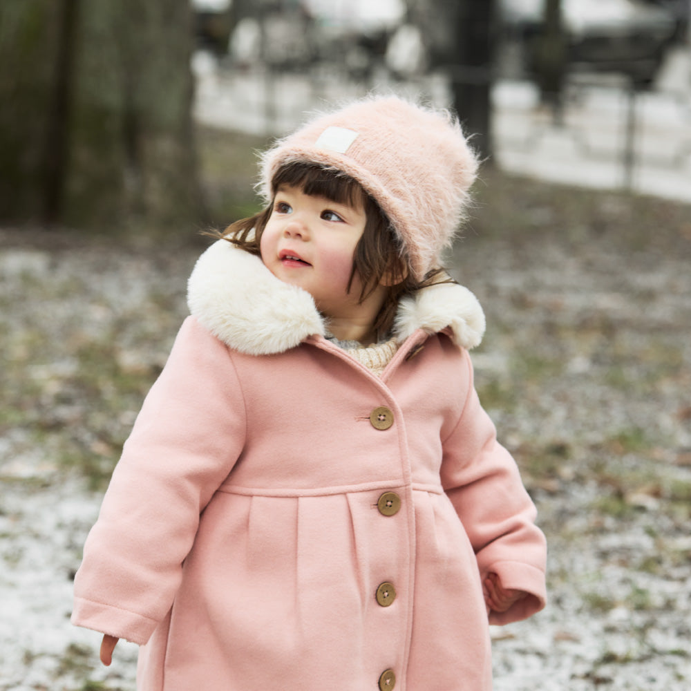 ファーリー ニット ビーニー -Powder Pink  3-10歳