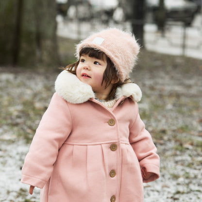 ファーリー ニット ビーニー -Powder Pink  3-10歳