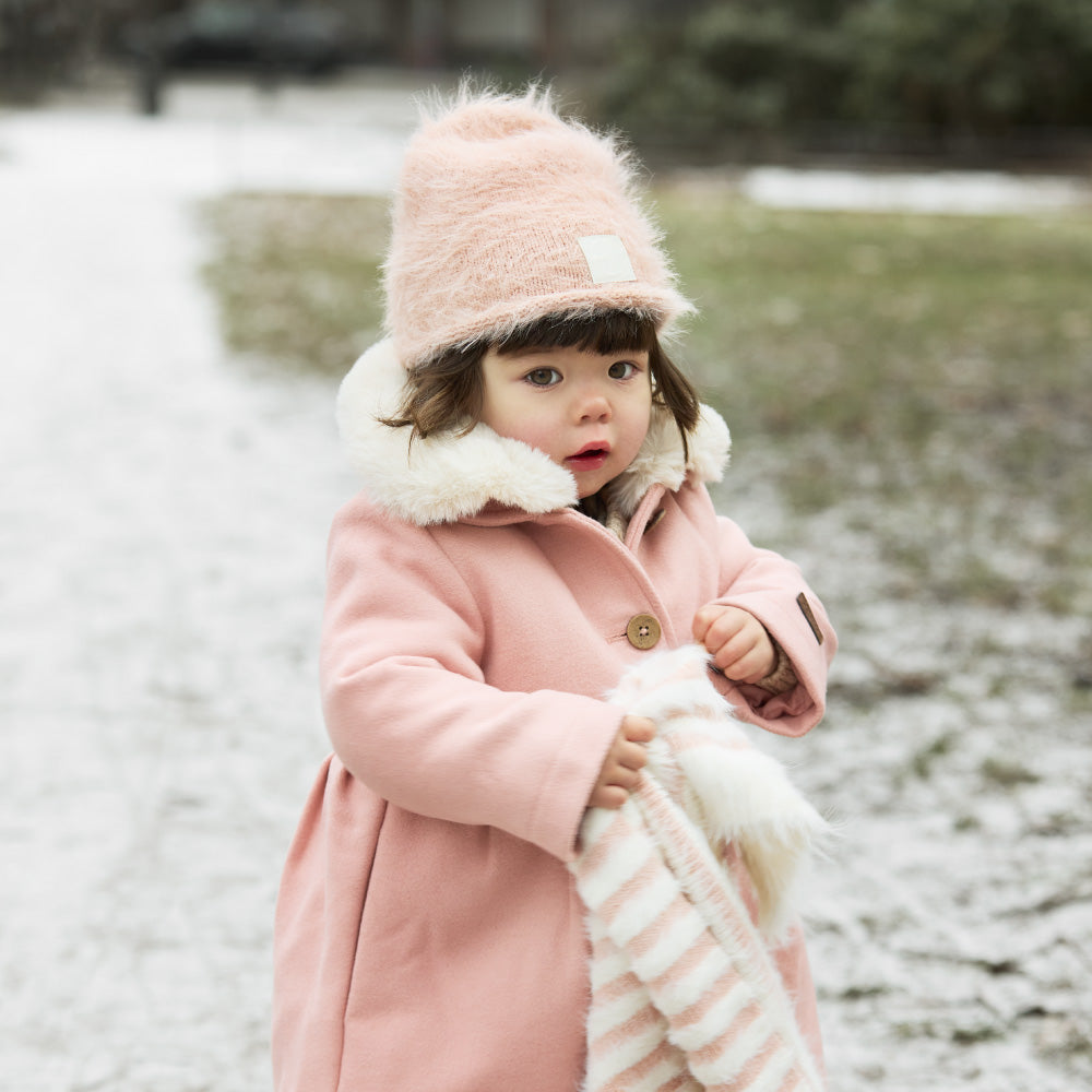 ファーリー ニット ビーニー -Powder Pink  3-10歳