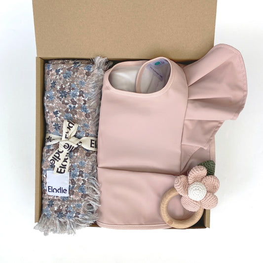エプロン&ブランケット&ラトル - Powder Pink Set