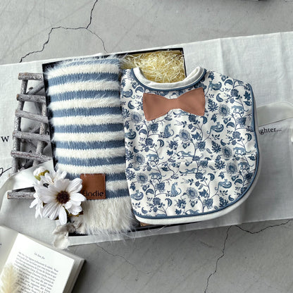 エプロン＆ニットブランケットセット Garden Leo  Blue  Set